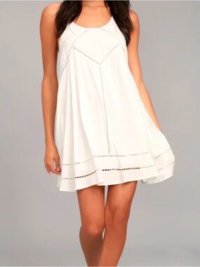 Lulu's White Eyelet Swing Mini Dress